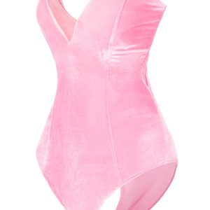 AiMiNa Anime Womens Bunny Girl Costume One Piece Bodysuit Halloween Cosplay Catsuit Bunny Headband Stockings Set(Pink S)