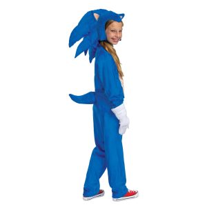 Sonic the Hedgehog Costume, Official Deluxe Sonic Movie Costume and Headpiece, Kids Size Medium (7-8)