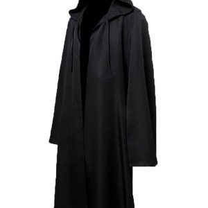 Mens Halloween Witch Cosplay Robe Costume Adult Hooded Cloak Cape,Black,Large