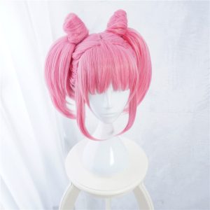 COSPLAZA Cosplay Wigs Pretty Pink Styled Anime Halloween Hair with Clip On Ponytails
