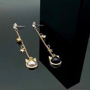 4Pcs Anime Earrings Guardian Star Moon Cat Heart Shaped Dangle Earrings Cosplay Accessories for Women