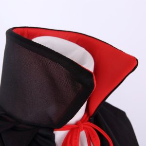 55" Stand Collar Reversible Cloak Masquerade Cape Costume, Black and Red(55"/140cm, Black and Red)