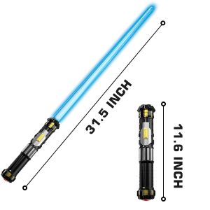 4 Pack Light up Sword Saber with FX Sound (on-Off Control) and Full Retractable Handle, 4 Colors LED Glow in The Dark Toy for Kids Adult