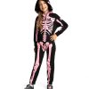 Tipsy Elves Kids Halloween Costume - Unisex Skeleton Jumpsuit for Boys and Girls - Youth and Kids Spooky Pink Skeleton Halloween Costume Size X-Large