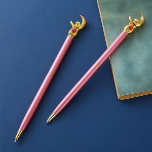 GHHQIANG 2Pcs Sailor Moon Pen School Supplies, Sailor Moon Merch, Kawaii Stationery Set for School Day Students Gifts or Offices,Tip 1mm ，with 4 black pen refills