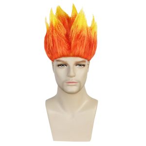 JoneTing Angry Wig Flame Fire Wigs 【+Hair Cap】 Short Red Ombre Wig for Men Women Cosplay Halloween Costume Red Hairs for Cosplay Party Flame Shape Hairs for Halloween Party