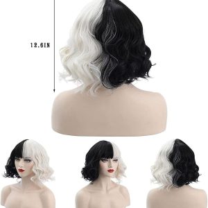 HIDLY New Demon Costume Halloween Cosplay Costume Long Straight Hair Accessory for Girl Women (6PCS)