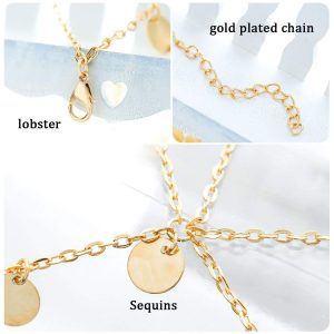Aukmla Gold Sequins Head Chain Jewelry Festival Halloween Prom Costume Hair Accessories Fashion Headbands Headpieces for Women and Girls