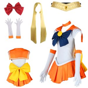 GDXMCCOS US size Anime Venus Cosplay Costume Women Halloween Orange skirt suit (Large)