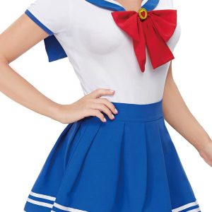 CutiePlusU Button Crotch Onesie Adult Romper Bodysuit Cosplay Magical Sailor Onesie Skirt Set Set BlueWhite XL