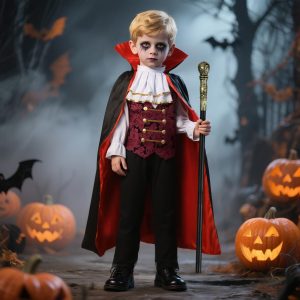 HOMELEX Child Vampire Costume for Boy Scary Halloween Red Costumes for Kids Dress Up Set