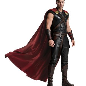 L'VOW Thunder God Cloak Medieval King Cape for Men Women Halloween Thor Cosplay, Renaissance LARP Costume(Burgundy)