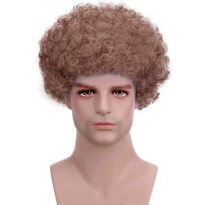 FREE BEAUTY Fluffy Afro Synthetic Clown Wig for Men Women Cosplay Anime Party Christmas Halloween Fancy Funny Wigs (Brown)