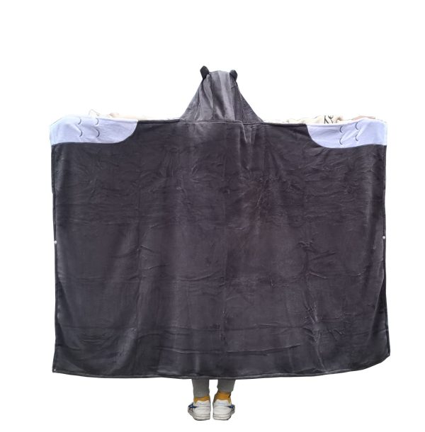 Anime Throw Blanket Flannel Fleece Blanket Cosplay Hooded Cloak Fluffy Shawl Wrap Nap Quilt (67''X47'', Gray) - Image 7