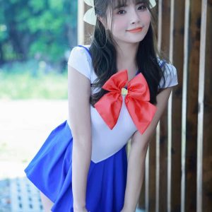 BITYSIE Japanese Anime Cos Sailor Moon Warrior Cosplay Women's One-Piece Swimsuit T-Shaped High Leg Cut Leotard Sexual XL-XXL