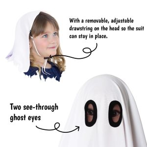 Oskiner Ghost Costume for Kids,White Ghost costumes with Pumpkin Bag, Spooky Halloween for Boys Girls Toddler