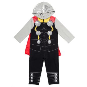 Marvel Avengers Thor Toddler Boys Zip Up Cosplay Coverall and Cape 4T