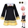 Anya Costume Girls Cosplay Dress with Hair clips Socks and Wig Halloween Party Outfit for Girls 3-12 Years