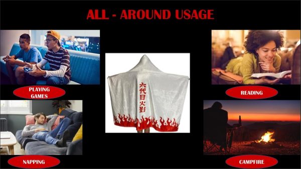 Generic Anime Blanket Hoodie, Warm, Super Soft and Cozy for Men and Women, White & Red - Image 6