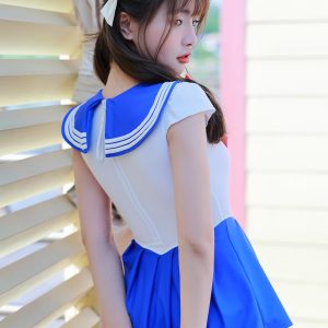BITYSIE Japanese Anime Cos Sailor Moon Warrior Cosplay Women's One-Piece Swimsuit T-Shaped High Leg Cut Leotard Sexual XL-XXL
