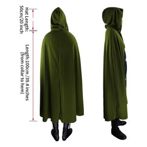 KDAFJLKD Women's Hooded Velvet Cloak, Renaissance Medieval Buckle Cape,Halloween Costume Cloak (Green)