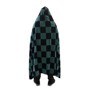 Anime Throw Blanket Flannel Fleece Blanket Cosplay Hooded Cloak Shawl Wrap Nap Quilt Bed Throws Large Size 80''X60'' (80''X60'', Green)