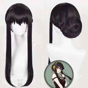 abouder Yor Cosplay Wig with Headband - Black Long Ponytail Cosplay Wig for Yor Briar Anime Halloween Costume Party
