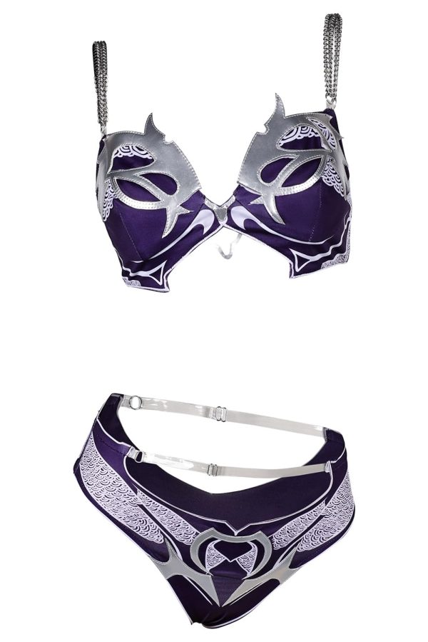 Alleyon Womens Anime Cosplay Swimsuit Game Two Piece Bathing Suit Bikini Set Swimwear