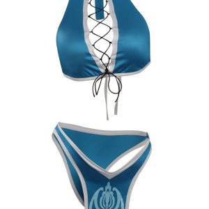 Alleyon MK Swimsuit Kitana Cosplay Anime Bathing Suit Two Piece Bikini Set for Women
