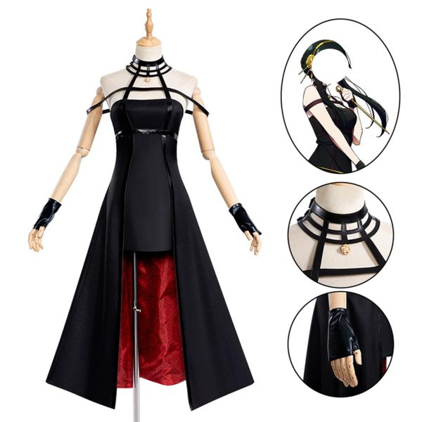AKTOTO Thorn Princess Yor Forger Cosplay Gothic Dress Anya Forger Cosplay Anime Halloween Full Dress with Wig - Image 6