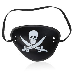 Beelittle Captain Pirate Costume Accessories Set Red Headband Pirate Skull Eye Patch Gold Earrring Necklace (Red 1)