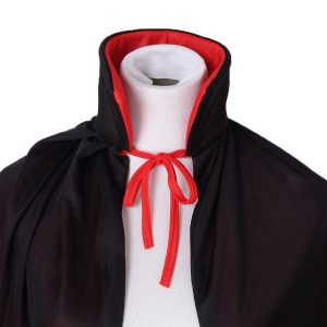 55" Stand Collar Reversible Cloak Masquerade Cape Costume, Black and Red(55"/140cm, Black and Red)