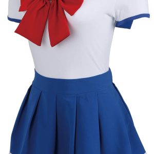 CutiePlusU Button Crotch Onesie Adult Romper Bodysuit Cosplay Magical Sailor Onesie Skirt Set Set BlueWhite XL