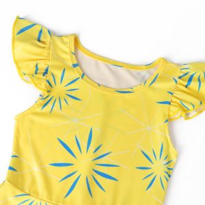 Akokvlar Girls Green Disgust Costume Cartoon Yellow Joy Costume Dress Halloween Outfit (5-6 Years, Yellow)