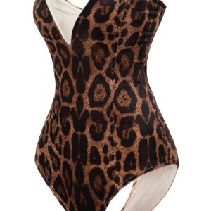 Anime Womens Bunny Girl Costume One Piece Bodysuit Halloween Cosplay Catsuit Bunny Headband Stockings Set(Leopard S)