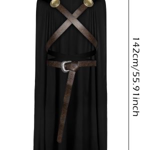L'VOW Thunder God Cloak Medieval King Cape for Men Women Halloween Thor Cosplay, Renaissance LARP Costume(Burgundy)