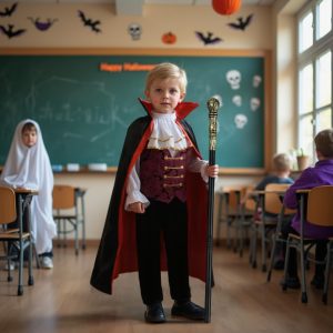 HOMELEX Child Vampire Costume for Boy Scary Halloween Red Costumes for Kids Dress Up Set