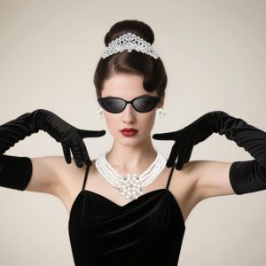 6 PCS 1920s Accessories,20s Accessories Pearl Necklace Earrings Gloves Sunglasses,Flapper Party Cosplay Jewlery Set for Flapper Party Cosplay Multi
