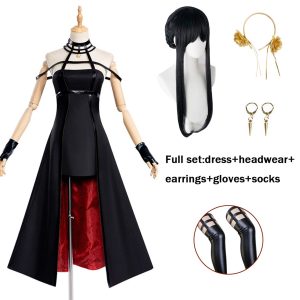 AKTOTO Thorn Princess Yor Forger Cosplay Gothic Dress Anya Forger Cosplay Anime Halloween Full Dress with Wig