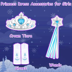 Aolliya Princess Dress for Girls Snow Queen Princess Costumes Purple Princess Dress Up for Halloween Cosplay Carnival