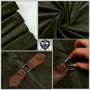 L'VOW Medieval Hooded Cape Renaissance Velvet Cloak Vintage Capelet Sorcerer Halloween Costume(Dark Green)