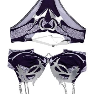 Alleyon Womens Anime Cosplay Swimsuit Game Two Piece Bathing Suit Bikini Set Swimwear