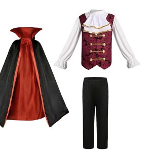 HOMELEX Child Vampire Costume for Boy Scary Halloween Red Costumes for Kids Dress Up Set