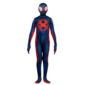 Marvel Miles Morales: Spider-Man Official Youth Deluxe Zentai Costume - Stretch Spandex with Hidden Zippers, Wrist Slits (S) Multi