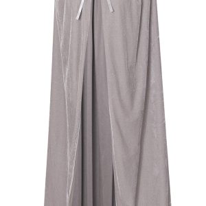 BIGXIAN Long Hooded Cloak Velvet Cape Witch Costume Halloween Costumes for Women Men (Gray, Large)