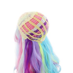 AGPTEK Full Long Curly Wavy Rainbow Hair Wig, Heat Resistant Wig for Music Festival, Theme Parties, Wedding, Concerts, Dating, Cosplay & More