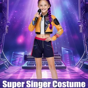 ACLGCSU Singer Costume for Girls, POP Group Costume for Kids, Halloween Stage Star Cosplay Dress Up