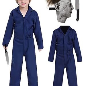 Kuberas Kids Killer Costume for Boys Scary Kills Jumpsuit Coveralls Mask with Blood Toy Halloween Cosplay Outfits