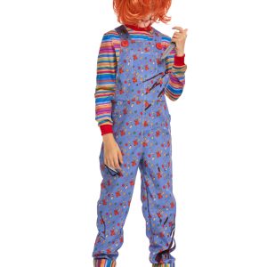 Spooktacular Creations Halloween Killer Costume for Child, Kids Play Blue Costume Jumpsuit and Wig Outfit(Medium (8-10yr))