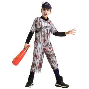 Spooktacular Creations Zombie Baseball Player Costumes for Boys, Scary Halloween Costume for Kids, Halloween Parties-S(5-7yr)